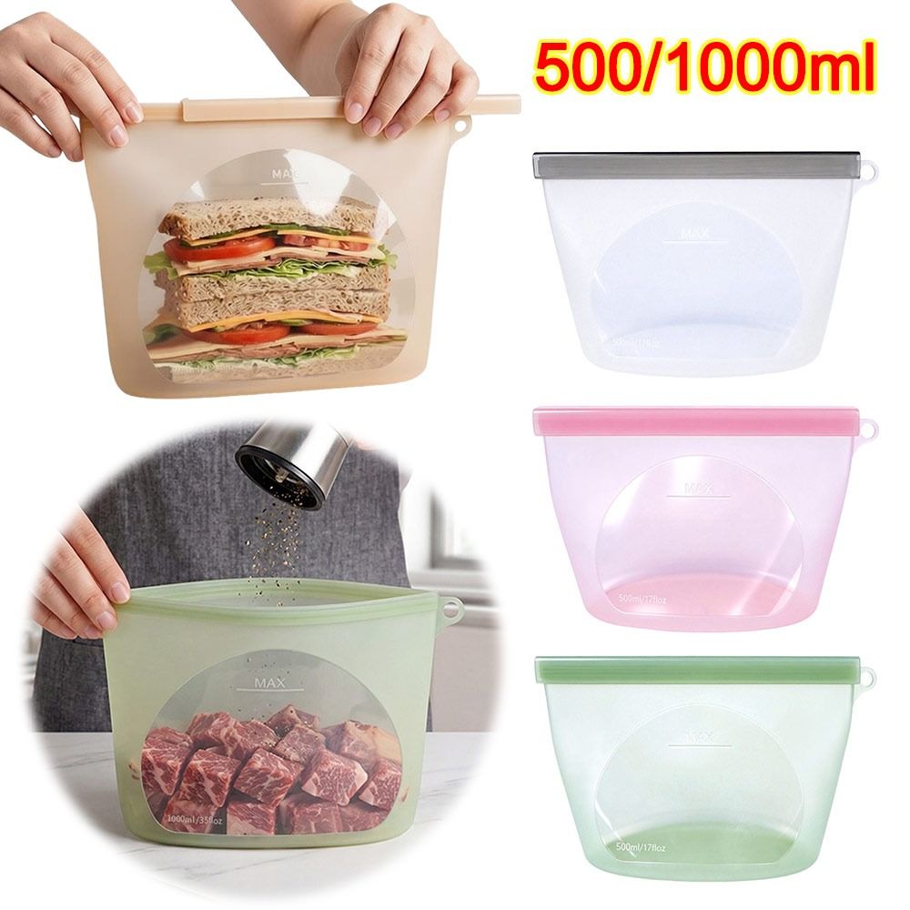 Reusable Produce Bag - أكياس سيليكون لحفظ الطعام مقاومة للرطوبة،