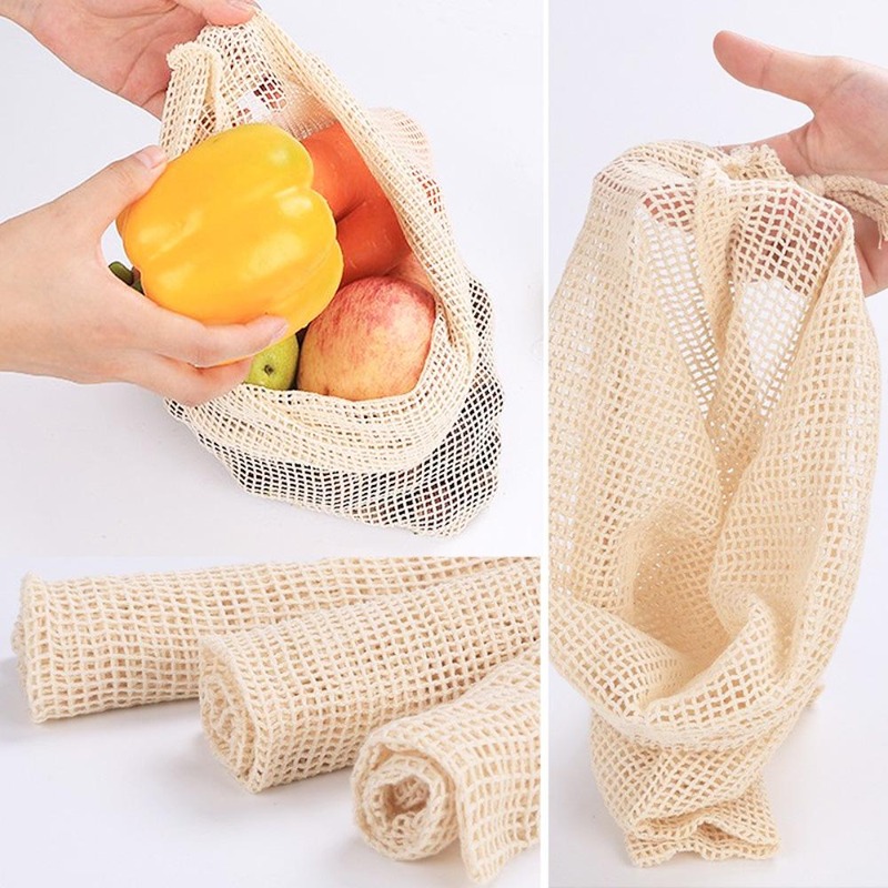 3 قطع/مجموعة أكياس شبكية قطنية - مراجعة Reusable Produce Bag وسعره