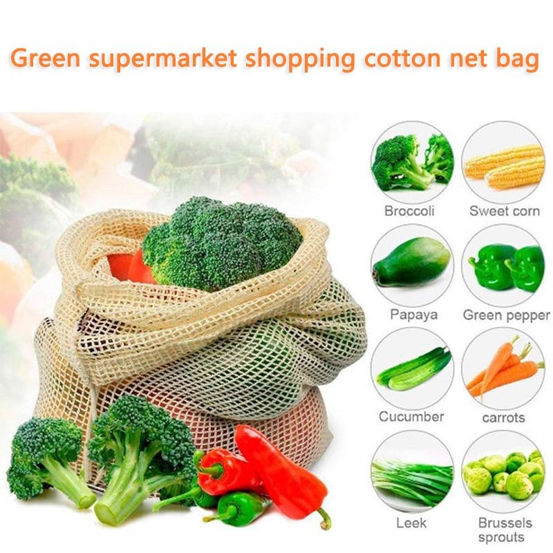3 قطع/مجموعة أكياس شبكية قطنية - مراجعة Reusable Produce Bag وسعره